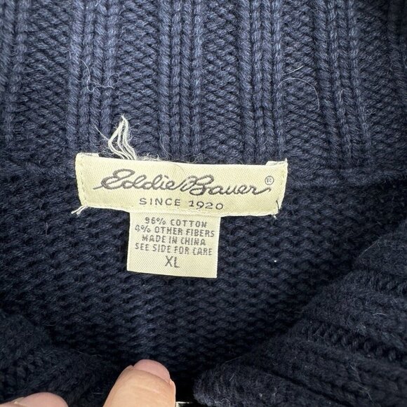 Eddie Bauer sweater womens XL navy blue cardigan full zip reindeer christmas - Picture 2 of 4